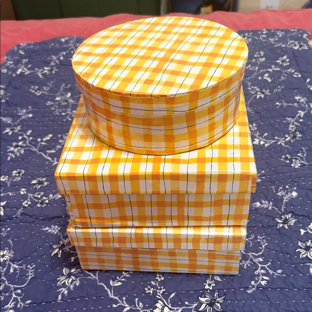 Boxes Yellow Gingham Storage Box Set